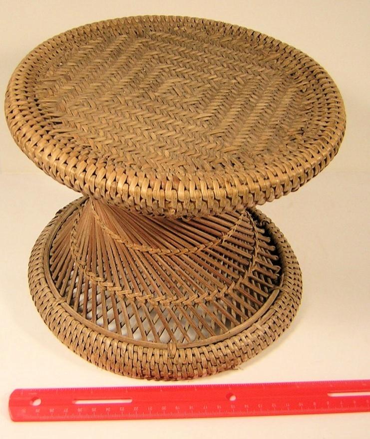 Mora or stool.  Woven.  9 3/8 inches diameter, 7 ½ inches high. -image